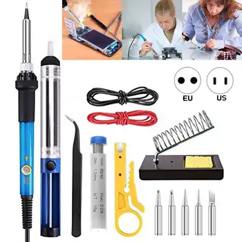 

14 In 1 Electric Soldering Iron Set 60W Adjustable Temperature Welding Machine Desoldering Repair Soldering Station Solder Tools