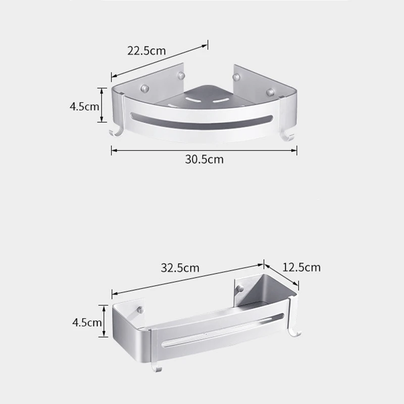 1pc Space Aluminum Bathroom Shelf Shower Shampoo Soap Cosmetic Shelves Black/Golden/Silver Bathroom Accessories Rack Holder