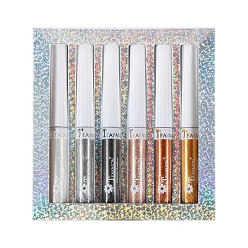 

TEAYASON 6Pcs Liquid Eyeshadow Diamond Shimmer Matte Earth Waterproof Long Lasting Pearl Eye Shadow Palette