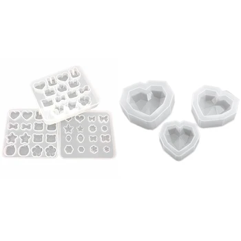 

6Pcs Silicone Mold for Making Jewelry Accessories: 3Pcs Diamond Heart Shaped Jewelry Mold Handcraft Epoxy Tools & 3Pcs Diy Resin