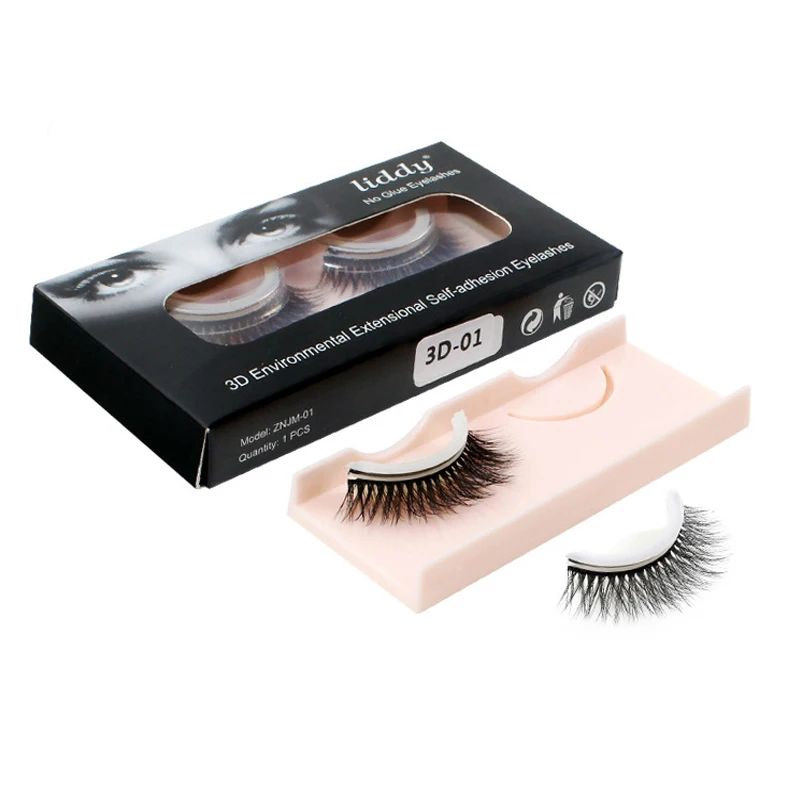 

New 1pair 3D Reusable Self-Adhesive False Eyelashes Extension Natural Curly Self-stick Eyelashes Without Glue Makeup Tools