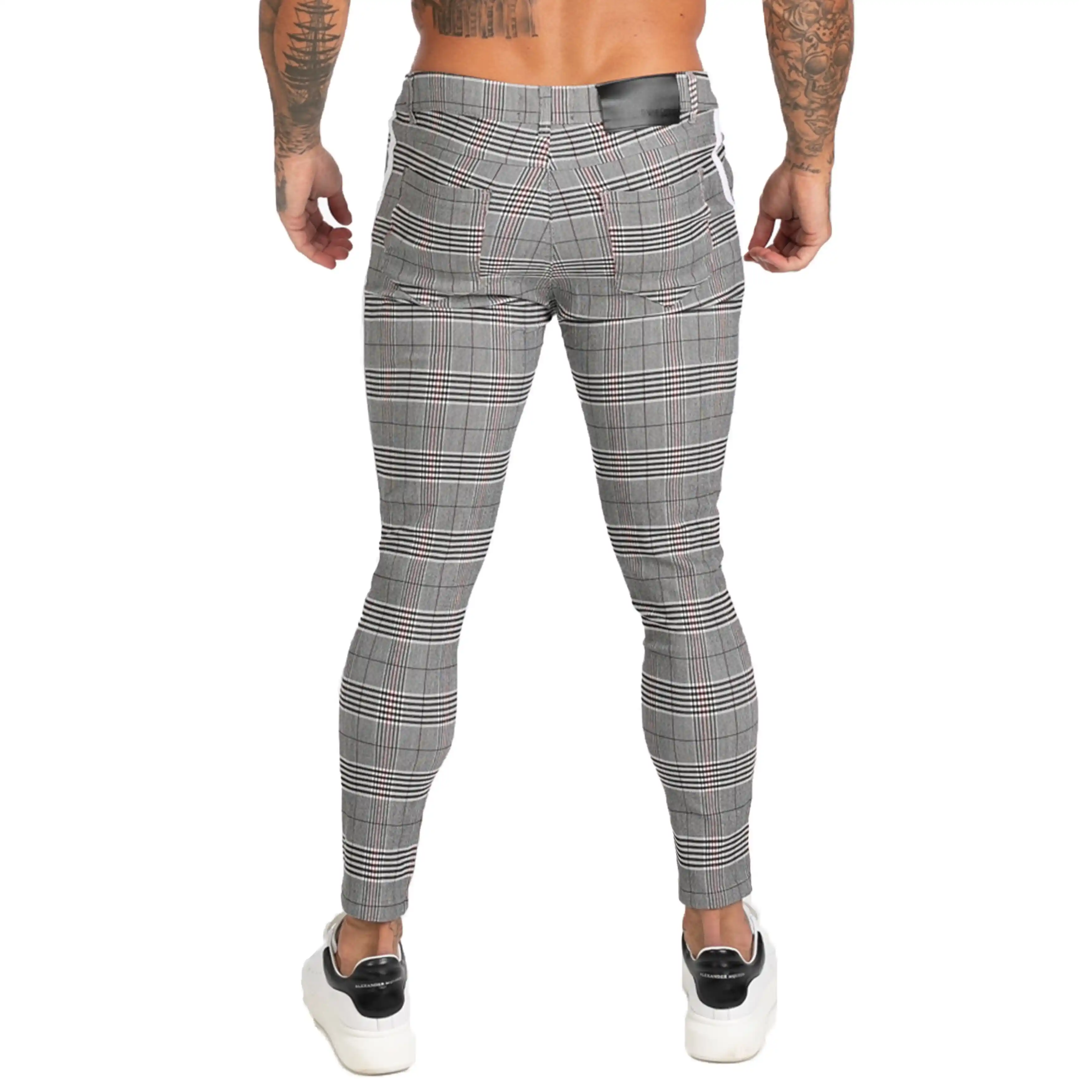 grey plaid skinny pants