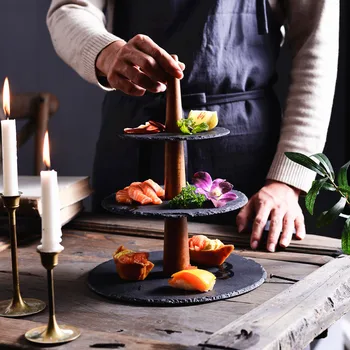 

3-tier cake tray round cup-shaped non-slip sushi dessert display rack serving platter dining table party supplier CY529