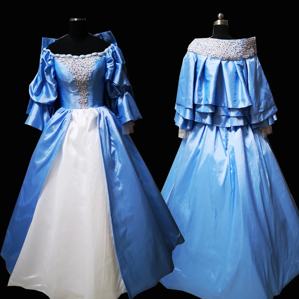 

2020 New blue Vintage costumes 18th Duchess Retro medieval Renaissance Reenactment Theatre Civil war Victorian dress D-528