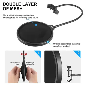 

Top Quality Blue Yeti and Other Studio Microphone Pop-up Filter Masks with Double-layer Windshield Universal Compatibility CSV