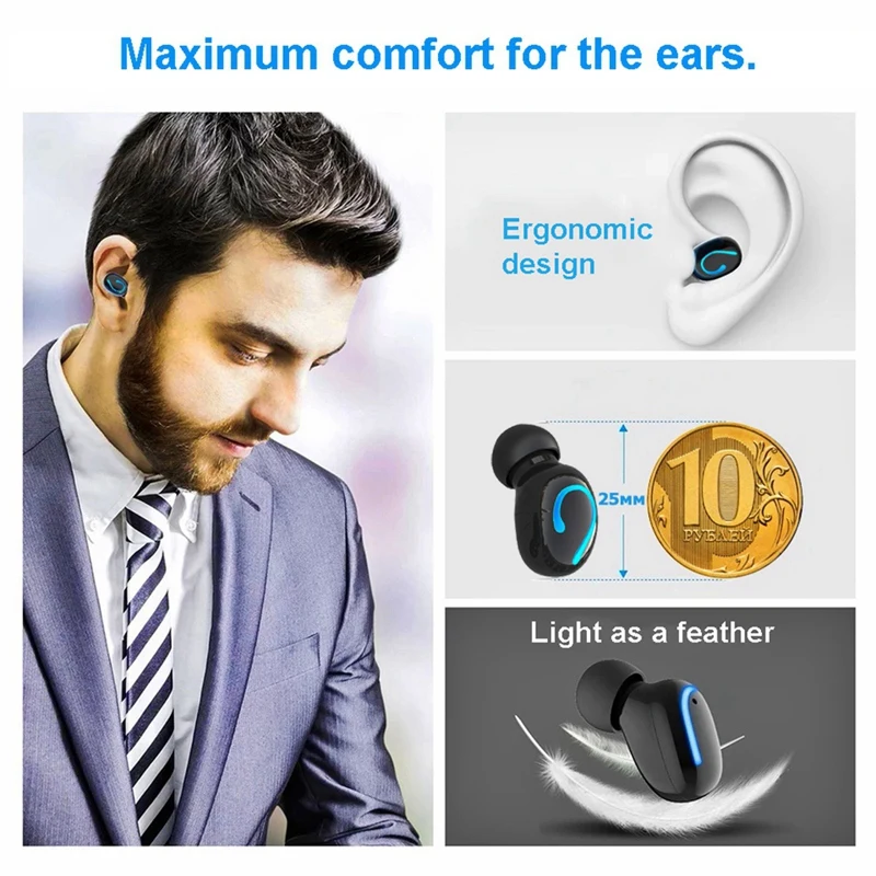 Q67 Tws Bluetooth 5.0 Earphone Bass Stereo Wireless Headphone Hifi Sport Headset Earbuds With Mic For Smartphone Bla | Электроника
