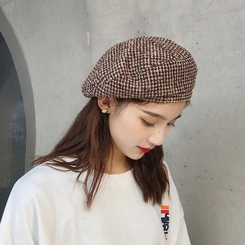

2020 spring and autumn new wild beret female British plaid retro painter hat tide hat