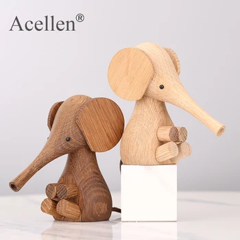

Handmade Wooden Figurine Elephant Kids Home Decoration Accessories Ornaments Holiday Gift Toys for Christmas elephant decor