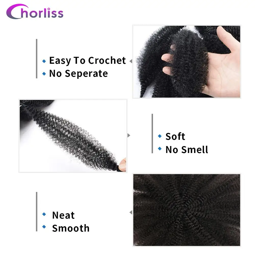 Ombre Afro Kinky Marley Braids Crochet Hair Soft Cuban Twist Braiding Hair 8Inch Chorliss Synthetic Crochet Black Brown Bug