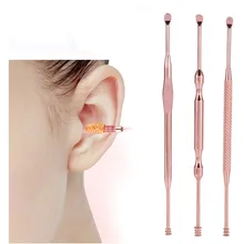 Ушные палочки из нержавеющей стали для удаления воска инструмент для ухода за ушками двухстороннее средство длоя удаления воска кюретка для очистки ложки инструменты для чистки ушей