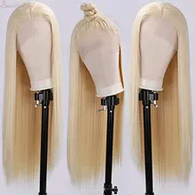 Светлые прямые синтетические 13*3 дюймов Синтетические волосы на кружеве парик термостойкие волокна волос пробор природные для Для женщин девушки париков