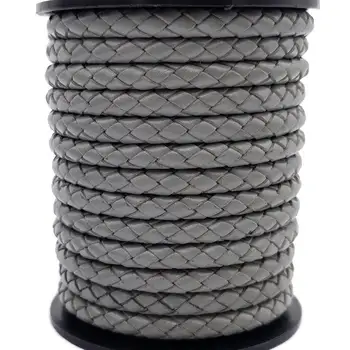 

1 Yard 5mm Round Dark Gray Braided Bolo Leather Strap, 5mm Braid Leather Cord BP5M101