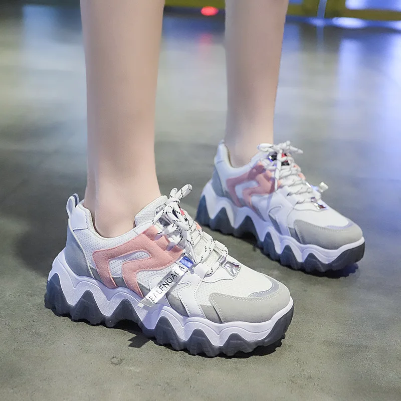 

2020 Spring New Style Breathable Casual Sports Shoes Women's INS Students Extra High Platform Shoes Women's Trendy Shoes Old Man