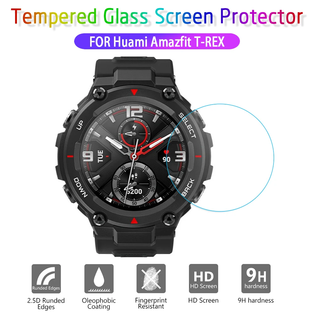 Tempered Glass Protective Film For Xiaomi Smartwatch Huami Amazfit T-Rex T rex Smart Watch Screen Protector Accessories | Электроника