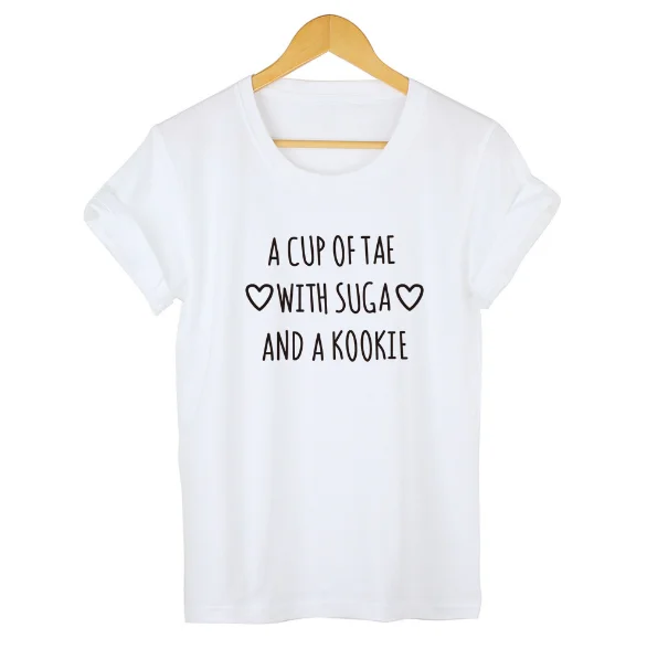 BTS Kpop A CUP OF TAE WITH Suga AND Kookie T-Shirt Short Sleeve Tops T Shirt |