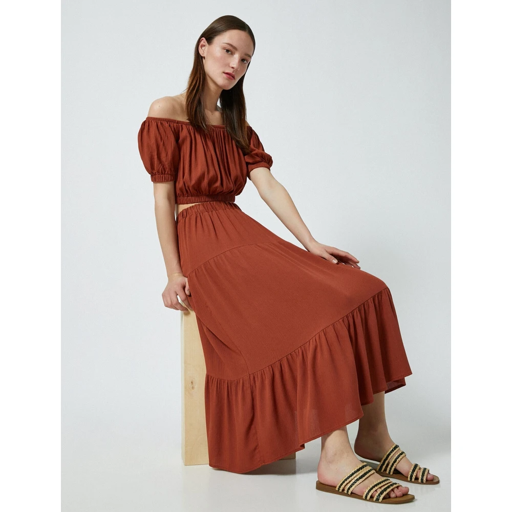 Skirt Koton 1YAK72665UW brown clothing goods for female supplies style image making from turkey turkish |