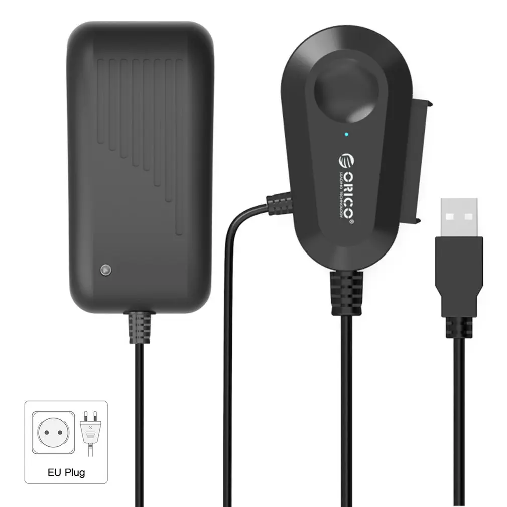 EU Адаптер ORICO SATA для USB USB3.0 с адаптером питания 12V 2A EU US Чехол для 2,5 дюймов 3,5 дюймов внешний SSD HDD жесткий диск - Цвет: EU