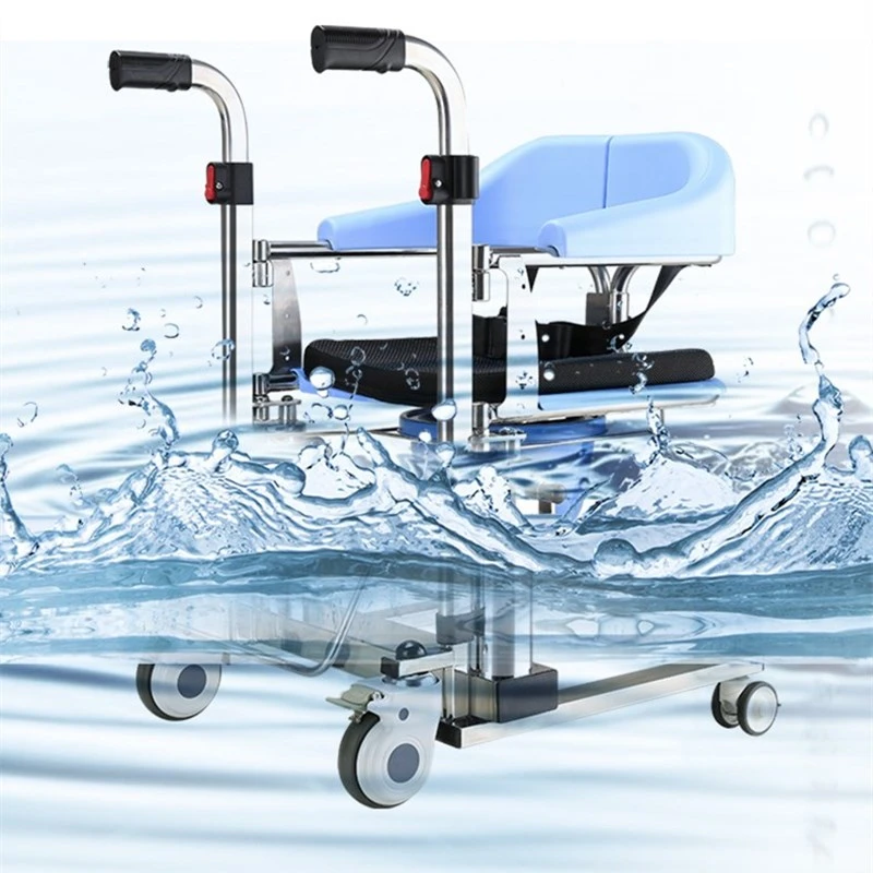 Patient Transfer Chair Stainless Double Hydraulic Adjuatable Height