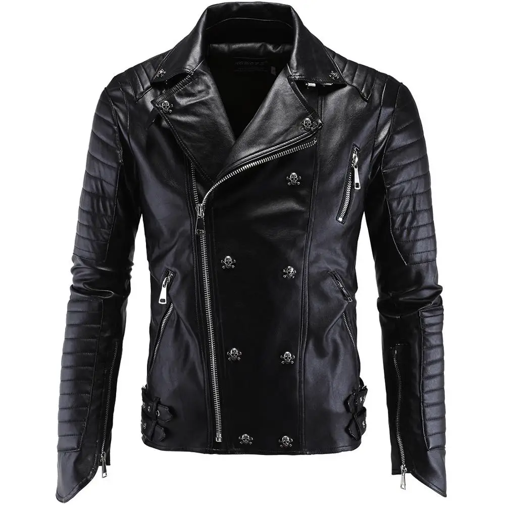 Мода бутик панк мужская кожаная одежда Кожаная Мотоциклетная тонкая PU кожаная куртка мужская chaqueta hombre Y998