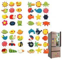 12pçs adesivo de ímã de geladeira de madeira, adesivos de ímã de geladeira desenho de sol peixe, decoração de arte de brinquedo infantil educacional