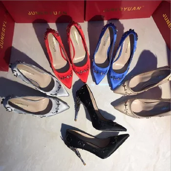 

European and American spring new style pointed-toe stiletto women's fashion shoes