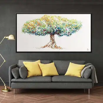 

Hand Painted Abstract Colorful Tree Oil Painting On Canvas Paintings For Living Room Modern Abstract Wall Art Pictures