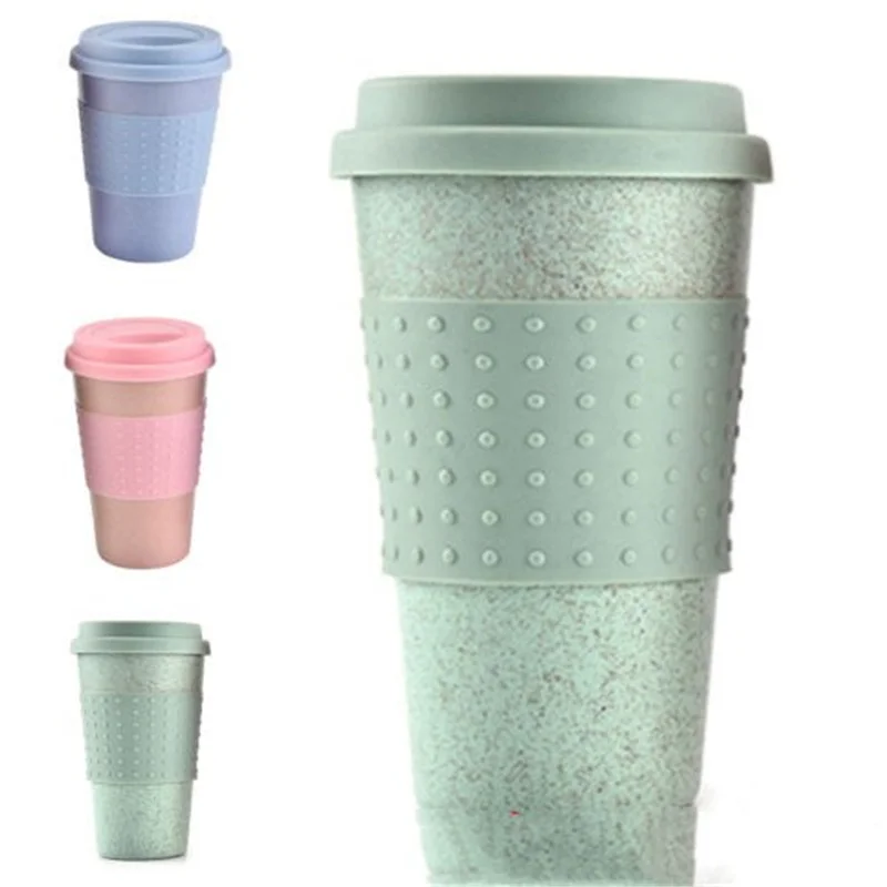 New Reusable Bamboo Fibre coffee Cups Eco Friendly Gifts 3 Colors 300ml Portable Coffee Tea Mugs Travel Mug With Lid | Дом и сад