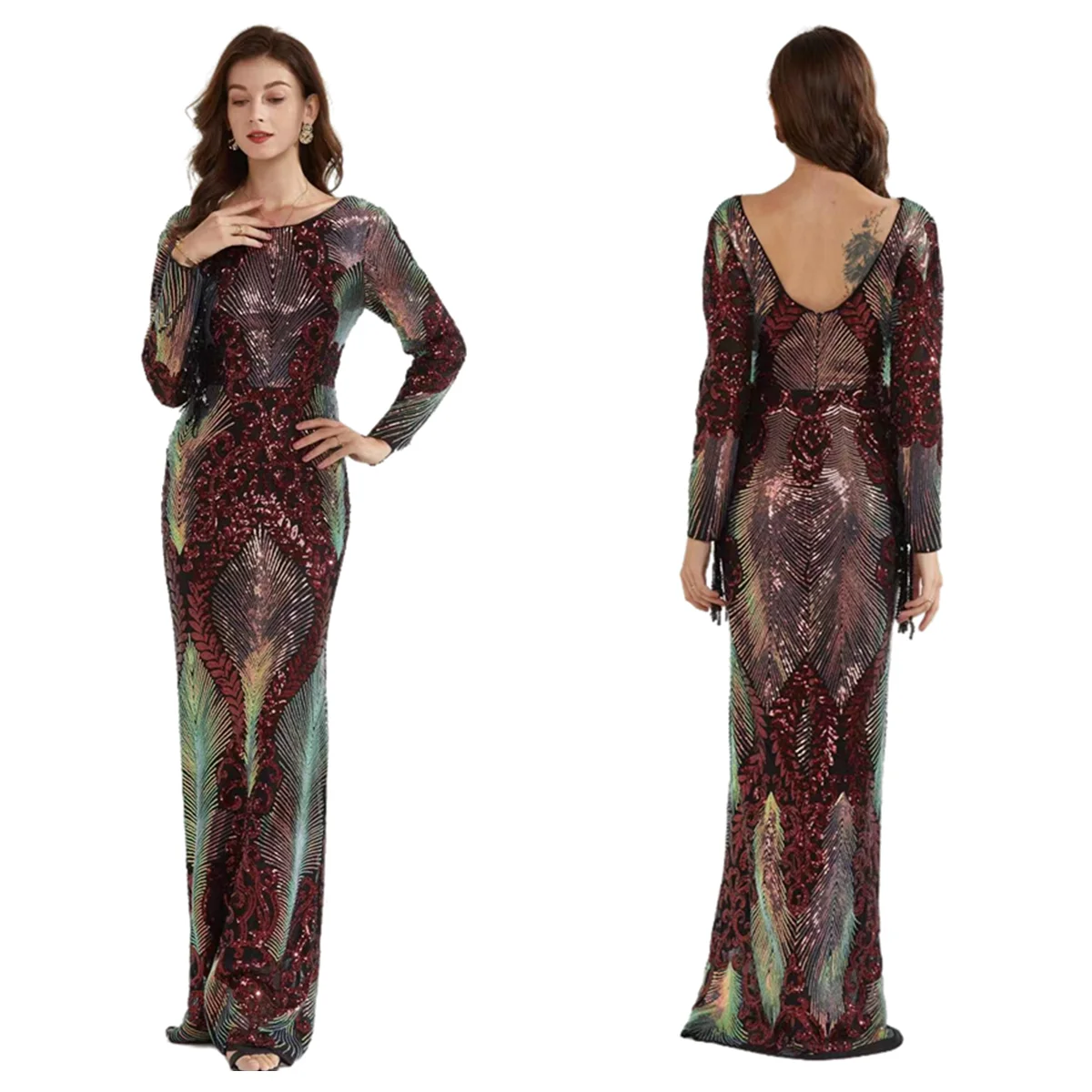 

Evening Dresses Mermaid O Neck Short Sleeve Lace Appliques Sequin Long Party Gown Robe Soiree Sexy Formal Dress vestido