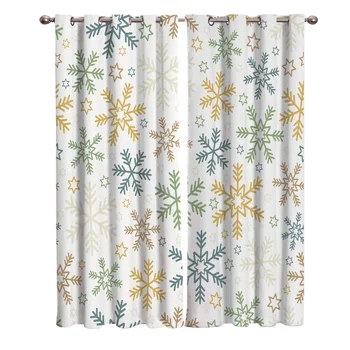 

Christmas Theme Colorful Snowflake Pattern Biackout Window Curtains Living Room Curtain Kitchen Blackout Curtains