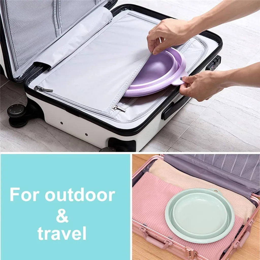 1PC Outdoor Folding Wash Basin Folding Bucket Container Portable Basin Collapsible Silicone Washbasin Bathroom Accessories@30