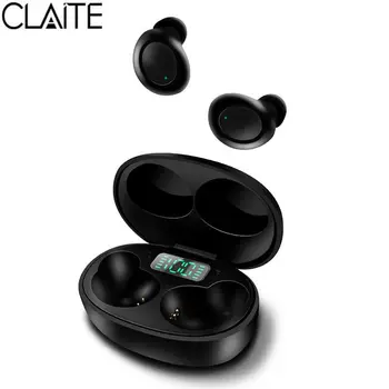 

CLAITE bluetooth 5.0 Earphone J2 TWS Wireless Stereo Bass Music Earbuds Binaural Call Auto Pairing LED Display Headsets with Mic