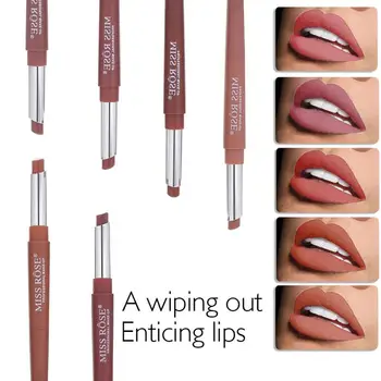 

MISS ROSE Lipstick Matte Pigments Velvet Brown Beauty Waterproof 20 Colors Red Sexy Moisturizing Makeup Lipliner TSLM2 Natural