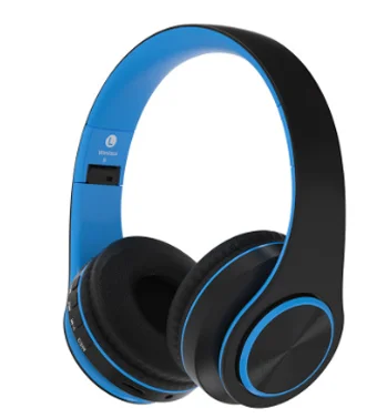 BLUE Беспроводные наушники с креплением на голову, игровые наушники, bluetooth-гарнитура, tf-карта, Стерео шумоподавление, складные, настоящая беспроводная гарнитура для ПК - Цвет: BLUE