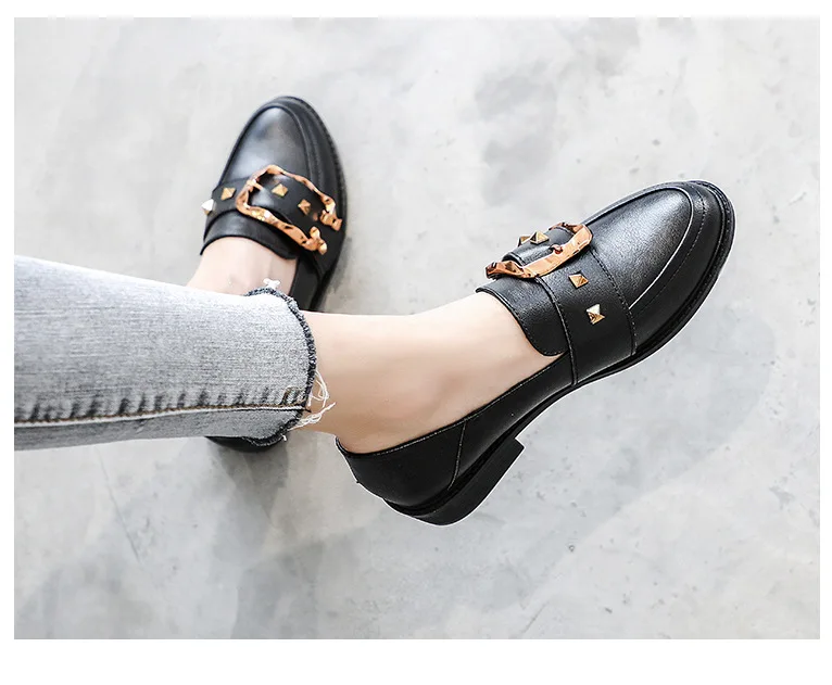 Style 6 Black Женские туфли-оксфорды; белые кожаные туфли на плоской подошве в консервативном стиле; обувь для студентов; повседневные женские лоферы без шнуровки в стиле дерби; обувь Bullock для студенток; большие размеры - Цвет: Style 6 Black