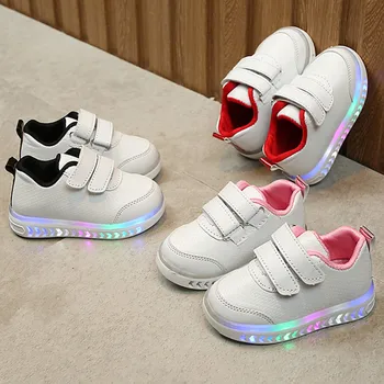

Toddler Kids Shoes Baby Girls Boys Striped Shoes LED Light Up Luminous Sneakers Kids Girls All Season Casual Shoes