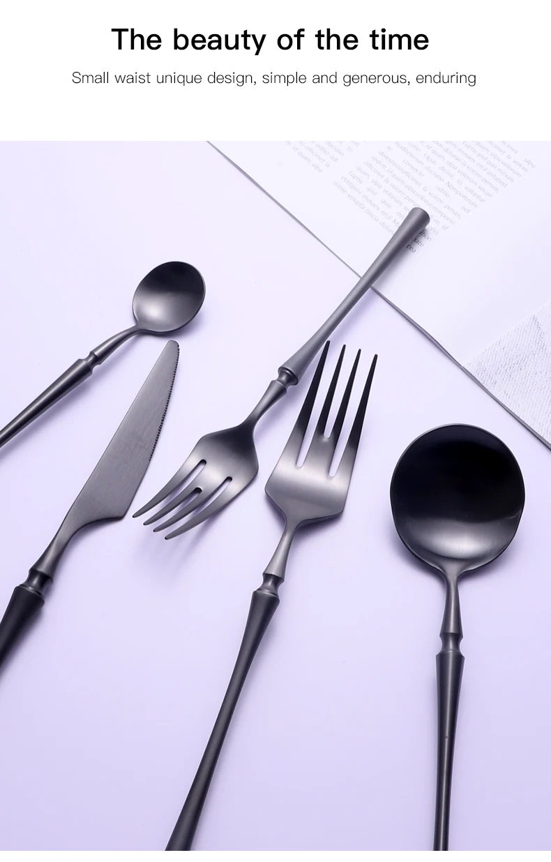 Description Picture 5 of itemMatte Black 18/10 Stainless Steel Luxury Cutlery Tableware Knife Coffee Ice Spoon Fork Chopsticks Flatware Set Dishwasher Safe