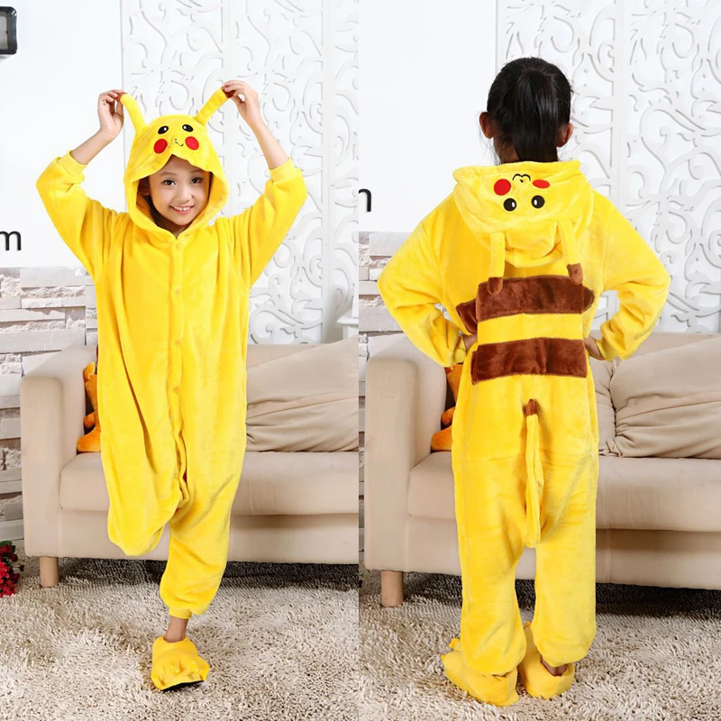 

2019 Flannel Onesies for Children Pajamas Winter Animal Unicorn Jumpsuit Kids onesies Cosplay Pikachu Flannel Sleepwear