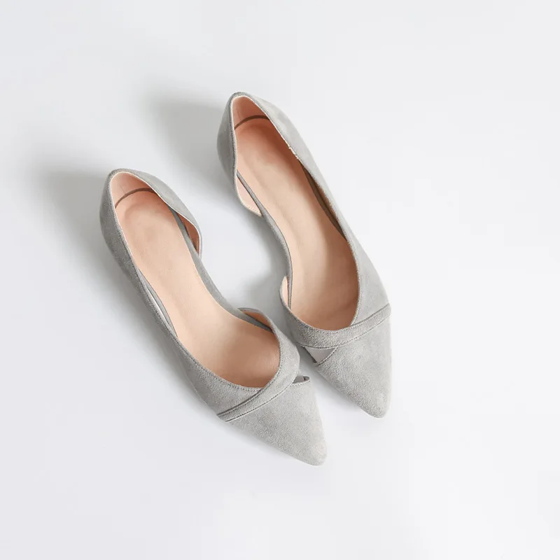 ตัวเลือกสินค้า รองเท้าส้นแบนผู้หญิง หนังนิ่ม Pointed Toe สีชมพู ดำ ไซส์ 33-44