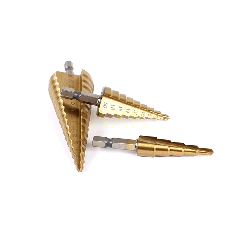 3-12mm 4-12mm 4-20mm HSS Straight Groove Hexagonal Step Drill Bit Set Titanium Coated Wood Metal Hole Cutter Core Drill Bit Set