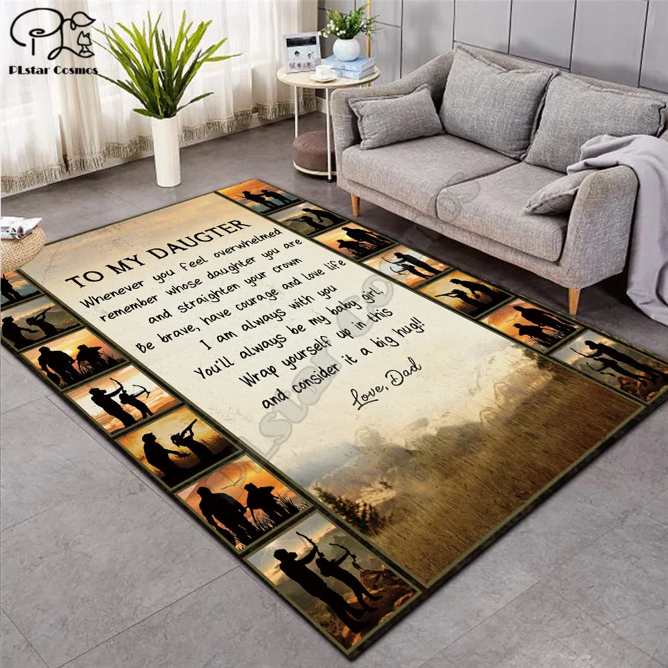

To My Daughter Letter Pattern Fashion Soft Flannel 3D Printed Rugs Mat Rugs Anti-slip Large Rug Carpet Home Decoration