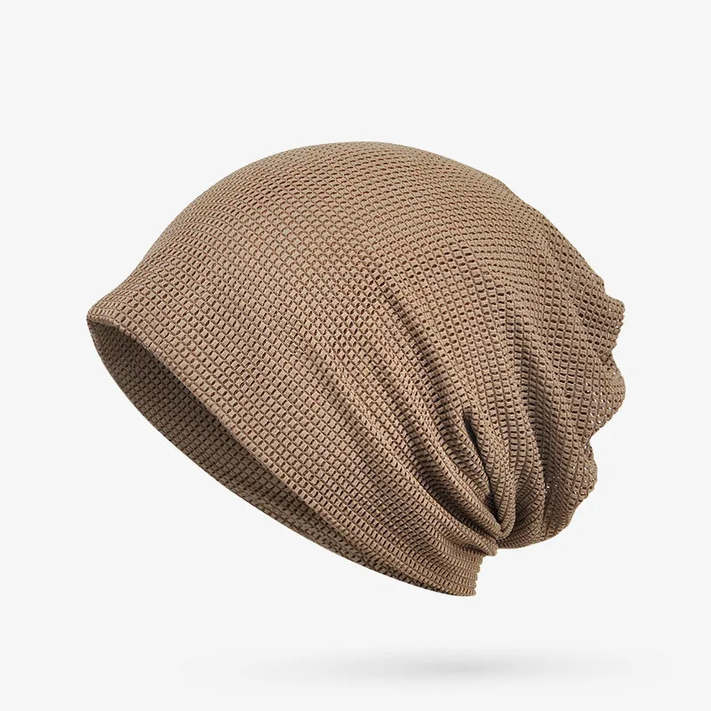 Summer Beanie Hat Women Men Unisex Solid Mesh Breathable Turban Hat Headwear Baggy Cap Headwrap Hariband Bonnet Femme Gorro embroidered beanies,cotton beanie,skullies beanies,fashion beanies