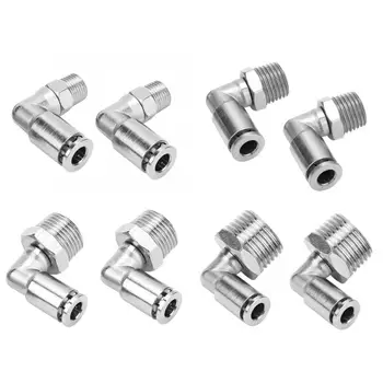 

2Pcs All-copper Nickel-plated 6mm Pneumatic Quick Connector + 90 Degrees BSPP Male Thread Tools