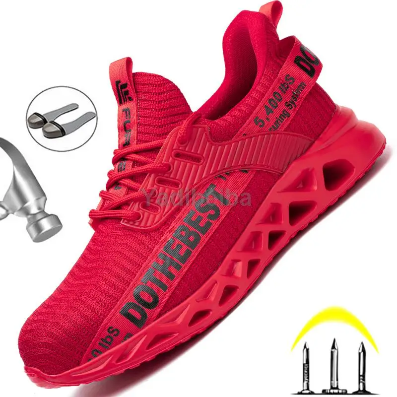 Mens Womens Lightweight Steel Toe Safety Work Shoes Mesh Running Sneakers Shoes 