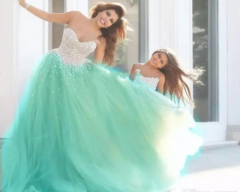 same as picture Vestidos De 15 Anos Morado Тюль Формальное вышитое бисером мятно-зеленое бальное платье для выпускного бала свадебное платье подружки невесты - Цвет: same as picture