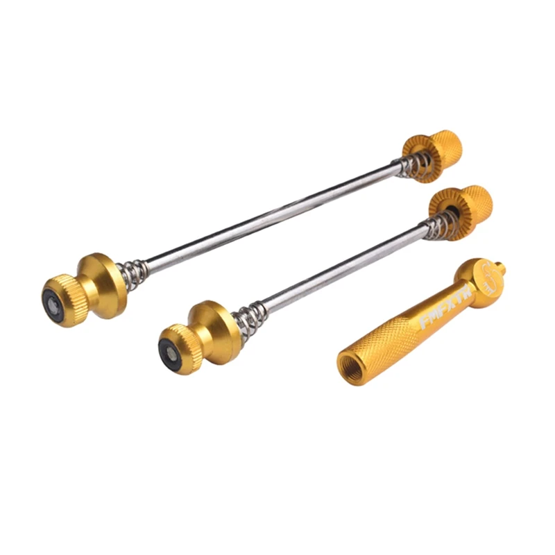 Fmfxtr Mtb Quick Release велосипедные ступицы Анти-кражи дорожный велосипед передний и задний вал штанги легкая, складная, алюминиевая сплав винты - Цвет: Gold