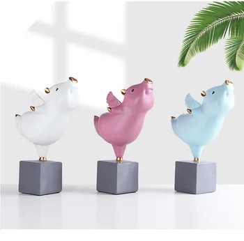 

Creative Home Crafts Modern Minimalist Cute Pigs with Wings Flying Office Decorations Animal Model Gifts Home Study Decorations