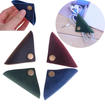 

Kawaii Fashion Leather Earphone Cable Holder Clips Korean Stationary Cord Winder Organizer Desk Accessory Office Set