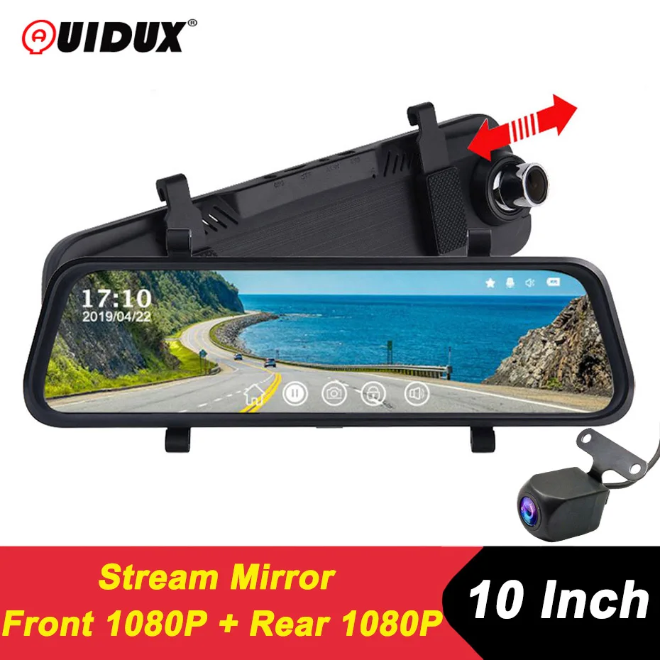 QUIDUX Двойной объектив 1080P 9 66 &quotIPS Автомобильный видеорегистратор с сенсорным