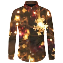 Cloudstyle – chemise à manches longues et col rabattu pour homme, vêtement décontracté avec impression 3D de noël