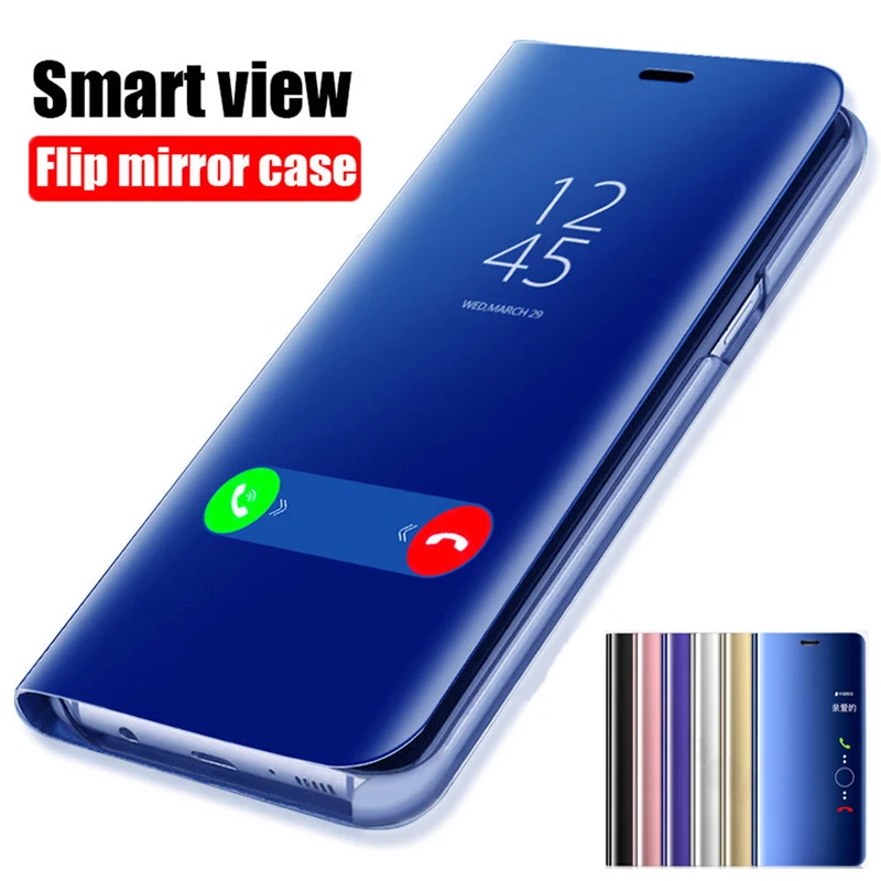 Умный зеркальный флип чехол для телефона Xiaomi Redmi Note 9s 8T 8 Pro 7 7A S2 Go 8A чехлы Передняя